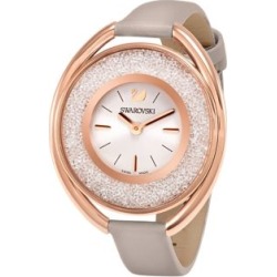 Montre en acier inoxydable rose doré avec bracelet en cuir