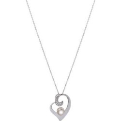 Collier à pendentif en argent sterling avec cristaux et perle blanche de 6 mm
