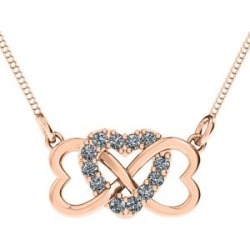 10K Rose Gold Crystal Triple Heart Infinity Necklace