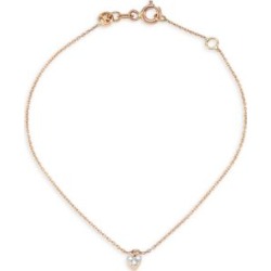 14K Rose Gold Diamond Heart Anklet