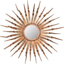 Iron, Wood & Glass Sun Mirror