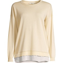 Peserico Women's Chiffon Hem Top - Light Yellow - Size 48 (12)