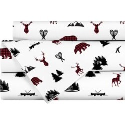 Ensemble de draps en finette de coton à motif inspiré de la forêt canadienne, quatre pièces