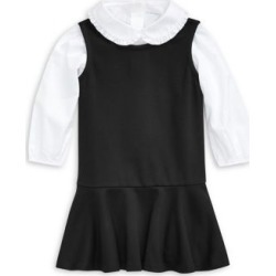 Baby Girl's 2-Piece Cotton Shirt & Overall Dress Set