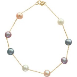Bracelet en or 14 K avec perles d'eau douce de 5,5 mm