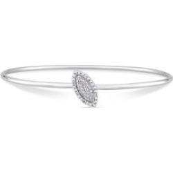 Bracelet jonc en argent sterling avec diamants 0,14 ct PT en forme de feuille
