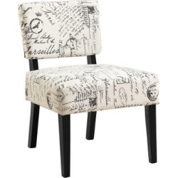 Fauteuil en tissu orné d'écritures rétro en français
