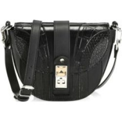 Small PS11 Snakeskin & Croc-Embossed Leather Saddle Bag