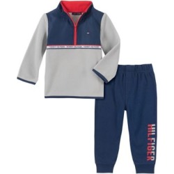 Ensemble pull en molleton et pantalon d'entraînement en mélange de coton molletonné pour bébé garçon, 2 pièces