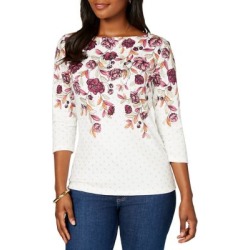 Mixed-Print Cotton Blend Top