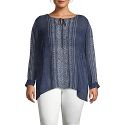 Plus Printed Sheer Top