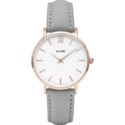 Montre analogique rose doré, avec bracelet en cuir, Minuit CL30002