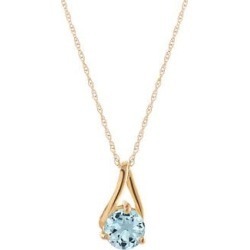 Collier à pendentif en or jaune 10 ct avec aigue-marine, pierre de naissance de mars