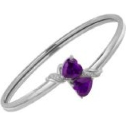 Bague en argent sterling avec topazes blanches et améthyste en forme de caur