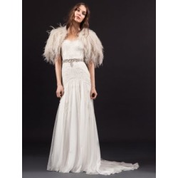 Lucie Strapless Drop-Waist Tulle and Lace Gown