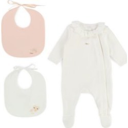 Baby Girl's 3-Piece Cotton Footie and Bib Set