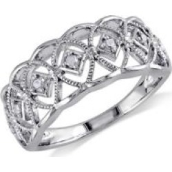 .10 CT Diamond and Sterling Silver Openwork Ring