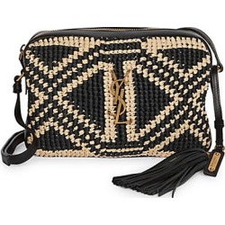 Saint Laurent Women's Lou Crochet Raffia Camera Bag - Black