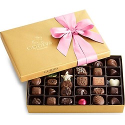 Godiva Chocolatier 36-Piece Assorted Chocolate Gold Gift Box, Pink Ribbon
