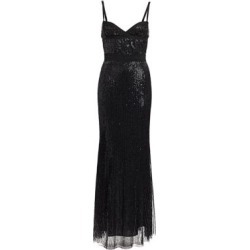 Sequin Embroidered Thin Strap Gown