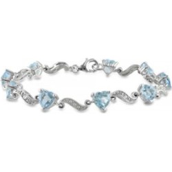 Bracelet avec topazes bleues en caur de 8,40 ct PT et détails en diamants
