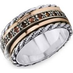 Bague de méditation Endless en argent sterling 925 et en or rose 10 ct sertie d'un grenat de Eternal Jewel