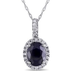.25 CT Diamond TW and Diffused Sapphire Fashion Pendant With 14k White Gold Chain