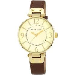 Montre au ton doré avec bracelet en cuir