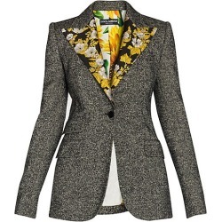 Dolce & Gabbana Women's Floral Jacquard Lapel Detail Jacket - Grey - Size 46 (10)
