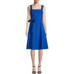 Robe ajustée et évasée sans manches en mélange de coton