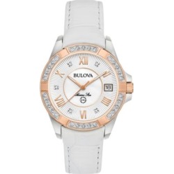 Montre analogique avec bracelet en cuir rose doré avec diamants de 0,025 ct PT