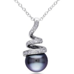 Collier torsadé avec perle de Tahiti de 8 à 8,5 mm et diamants d'un poids total de 0,10 carat
