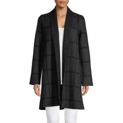 Cardigan en laine à carreaux-fenêtre