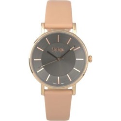 Montre dorée avec bracelet en cuir