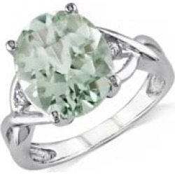 Bague fantaisie en argent sterling avec 4,33 ct PT d'améthyste verte et diamants