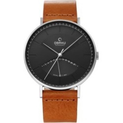 Montre Elm en acier inoxydable avec bracelet en cuir