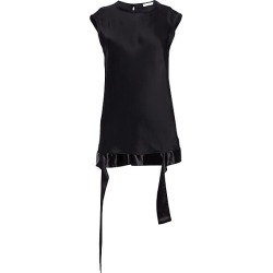 Helmut Lang Women's Satin Draped-Hem Muscle Tee - Black - Size XS