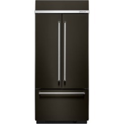 KBFN506EBS - 36" Built In Stainless Steel French Door Refrigerator with Platinum Interior Design Black Stainless