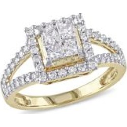 Bague de fiançailles en or jaune 14 ct avec diamant de 1 ct PT