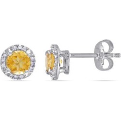 Dormeuses en argent sterling avec citrines et diamants de 0,07 ct PT