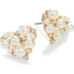 Boucles d'oreilles dorées et perlées en forme de caur