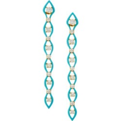 Diamonds In Color 18K Yellow Gold, Diamond & Blue Ceramic Linear Earrings