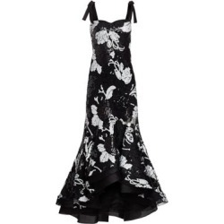 Evangeline Sequin Floral Ruffle Gown