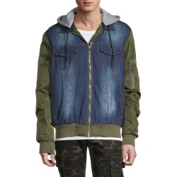 American Stitch Men's Denim & Nylon Hooded Jacket - Blue - Size M found on Bargain Bro from Saks Fifth Avenue OFF 5TH for USD $37.99