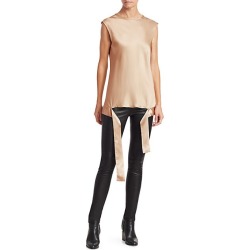 Satin Draped-Hem Muscle Tee