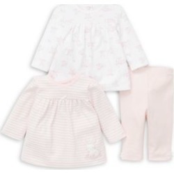 Ensemble tunique et legging en mélange de coton Bunny pour bébé fille, 3 pièces