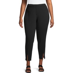 Plus Cropped Front-Slit Pants