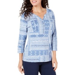 Mixed-Print Cotton Blend Top