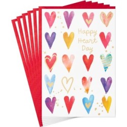 Pack Of Valentines Day Cards, Happy Heart Day (6 Valentine's Day Cards With Envelopes)