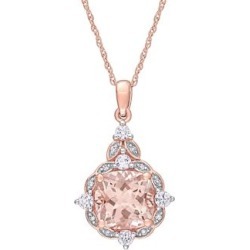 Collier à pendentif en or rose 14 ct d'inspiration rétro avec pourtour de pierres multiples
